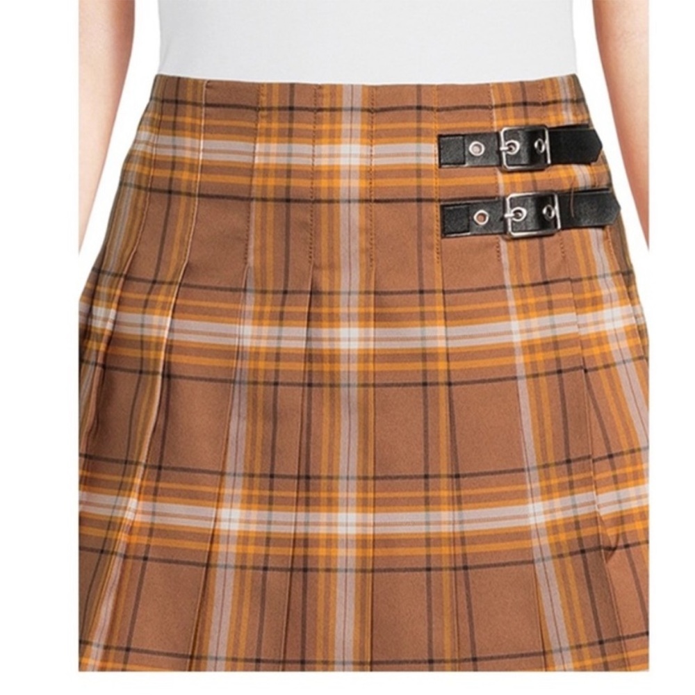 Nwt Nobo pleated skirt women’s Tennis‎ mini brown skater juniors side Zipper - Picture 2 of 6